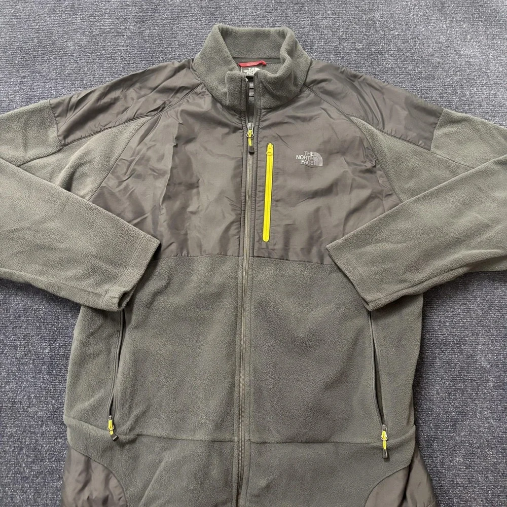 The North Face‎ Jacket Mens Large Gray Fleece Full Zip Chest Pocket Hiking